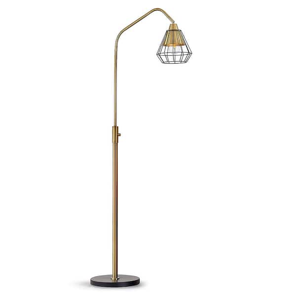 HomeGlam Midtown-S 66 in. Dark Bronze/Antique Brass Finish Dimmable Floor Lamp with Vintage LED Bulb Included