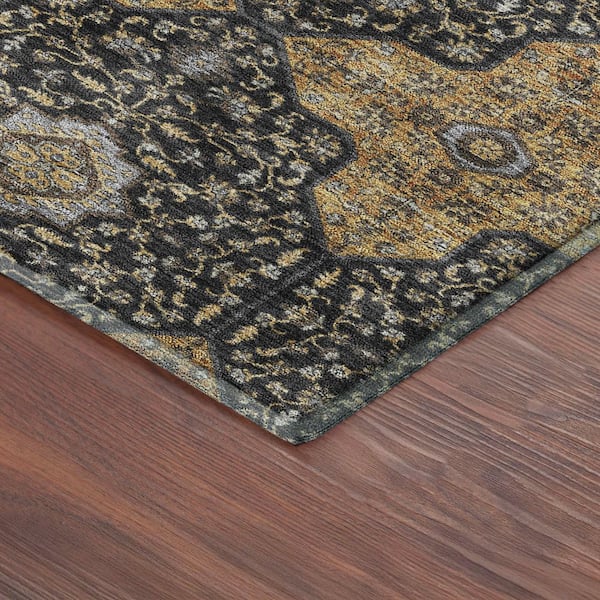 Mayfield Premium Machine Washable Abstract AMF2410 Black 10 ft. x 14 ft. Area Rug