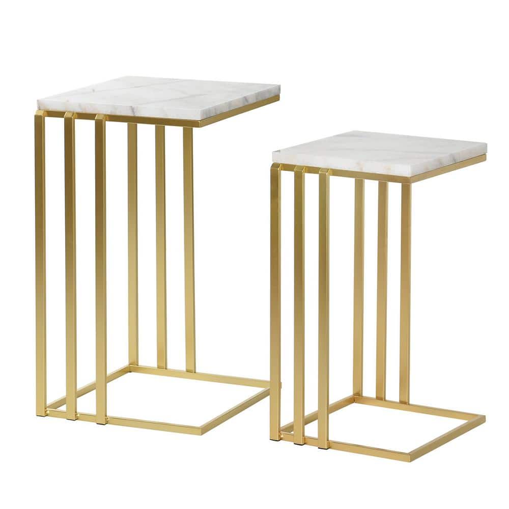 Marble 14.6 in. Antique Gold Rectangle Marble End Table price history on PriceWatchPro