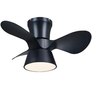 24 in. Smart Indoor Black Low Profile Ceiling Fan for Living Room Bedroom, etc. with Integrated LED and Remote Control