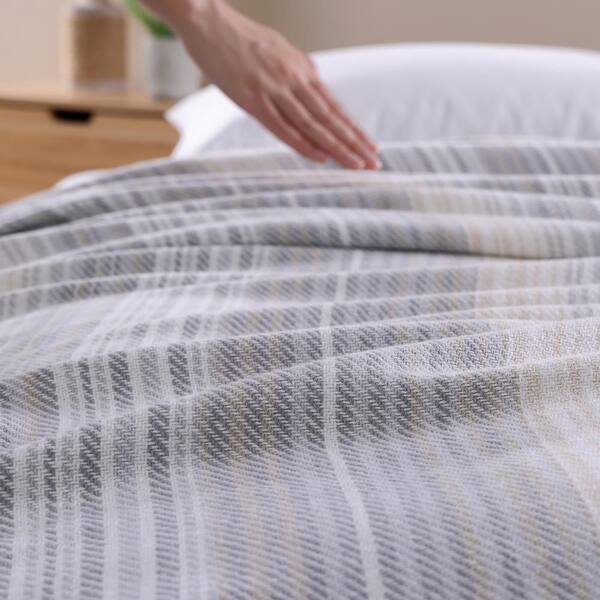 Tommy Bahama Sandy Shore Stripe Tan Cotton King Blanket 223621