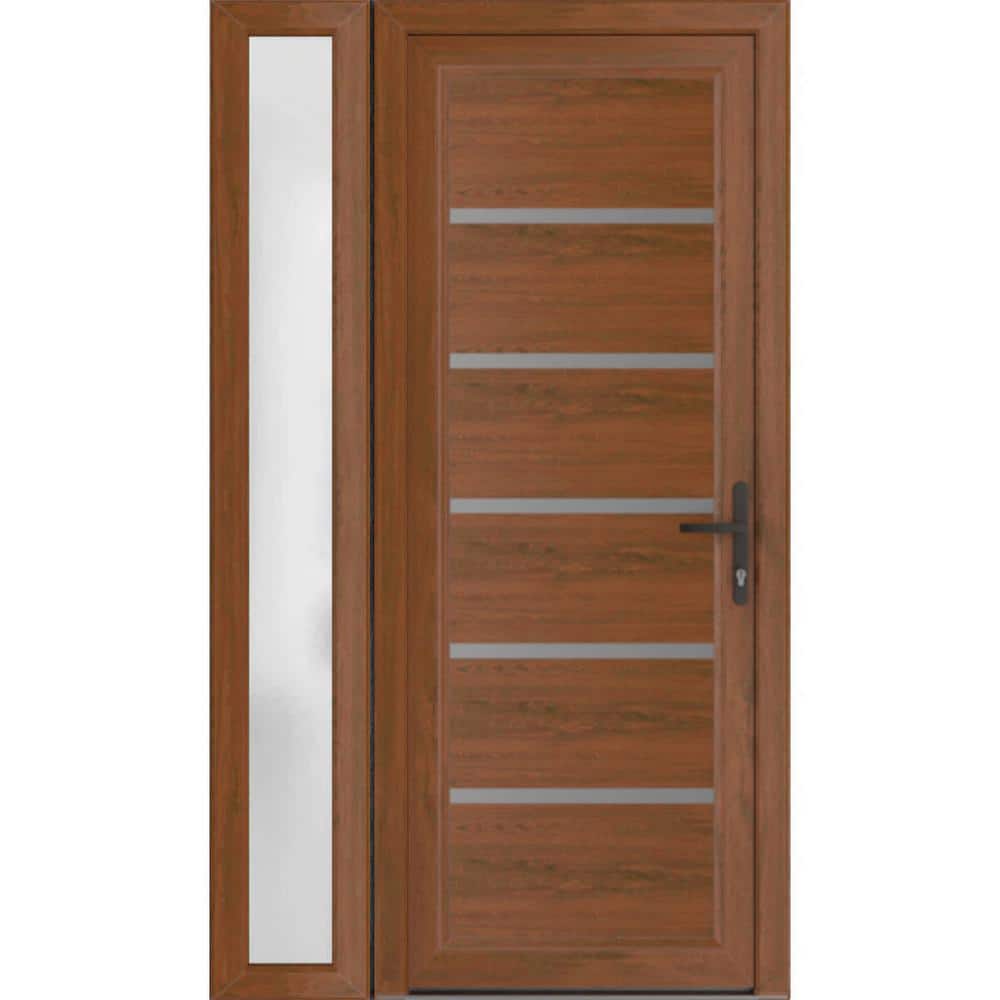 52 in. x 80 in. Left-hand/Inswing Frosted Glass Walnut Steel Prehung Front Door with Hardware price history on PriceWatchPro