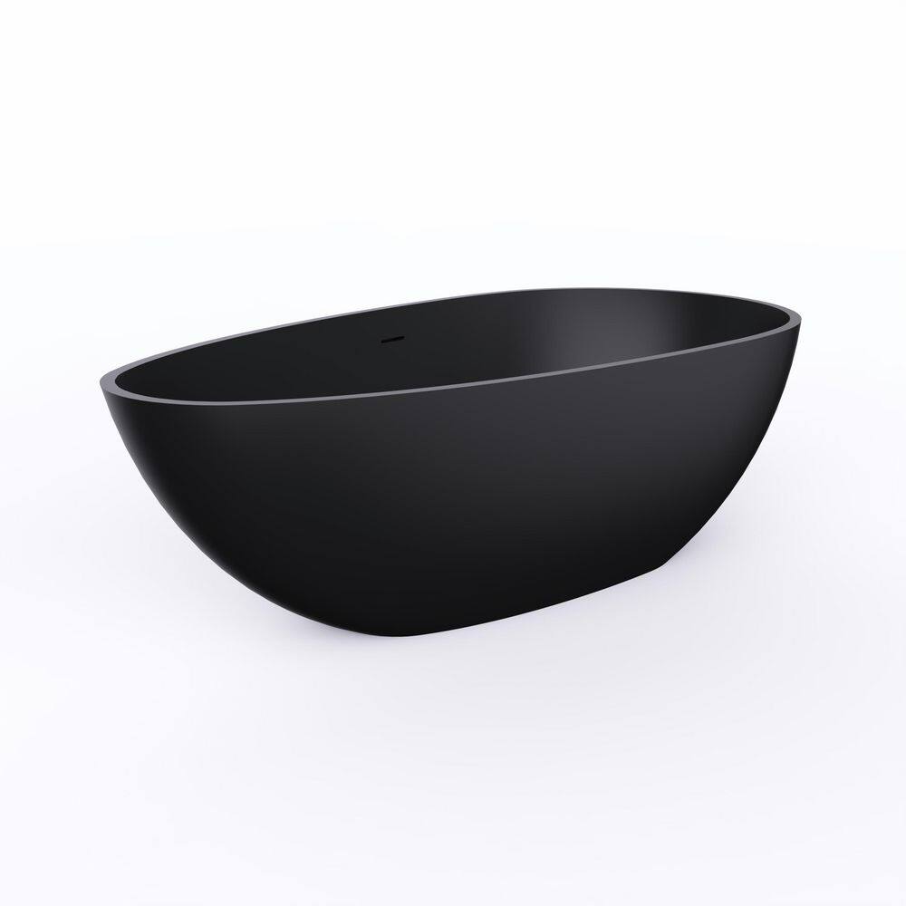 Matte Black 67'' Solid Surface Freestanding Soaking Bathtub