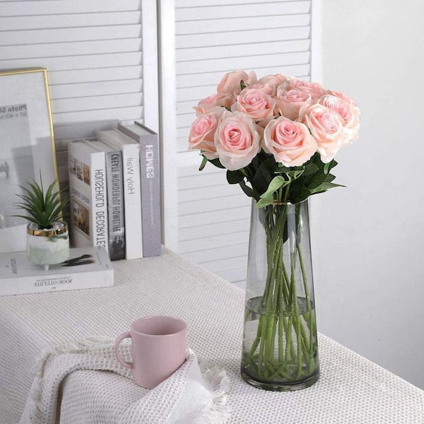 19.5 in. Pink Indoor Artificial Rose Flower(Set of 20), Light Pink