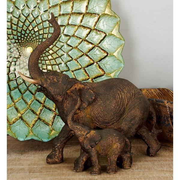 Litton Lane 5 in. x 11 in. Brown Polystone Elephant