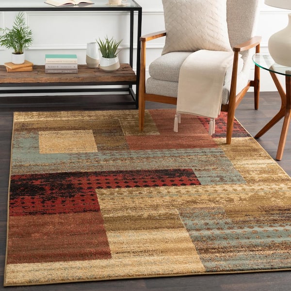 Kazuno Dark Red 12 ft. x 14 ft. 11 in. Geometric Area Rug