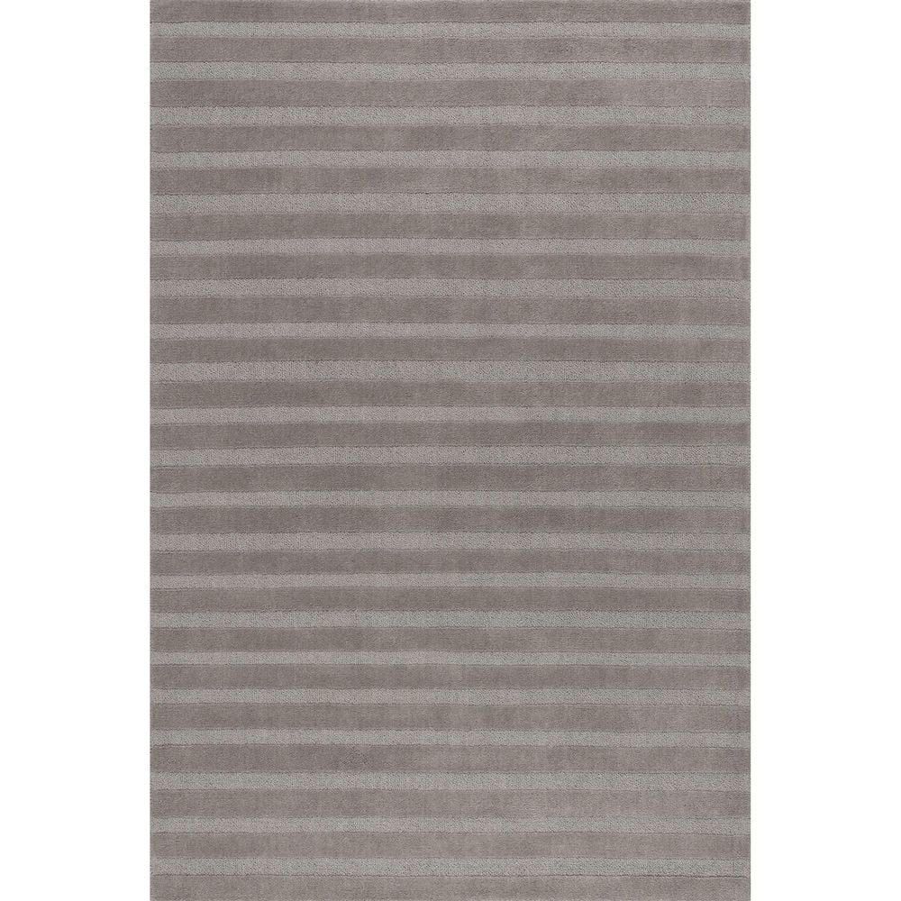 Handmade Medium Pile Gray Wool Striped 4' x 6' Area Rug