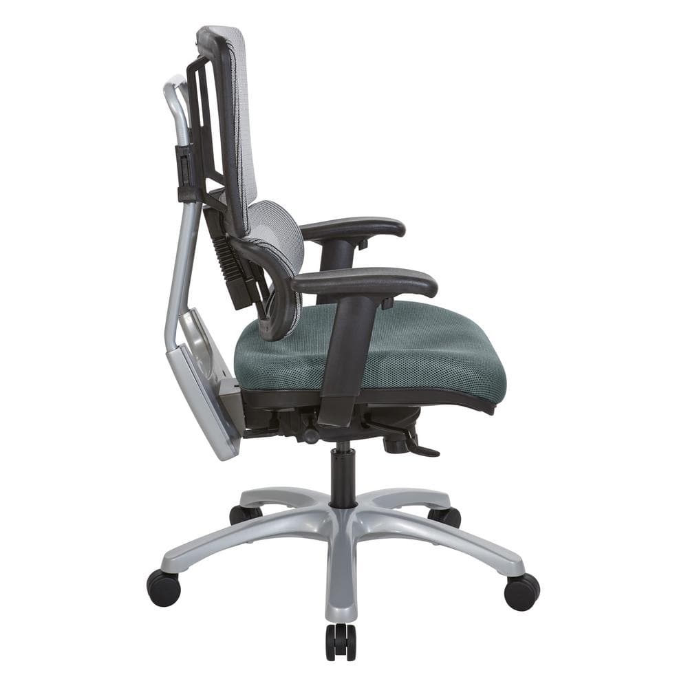 Silver Executive Mesh-Back Swivel Office Chair with Adjustable Arms