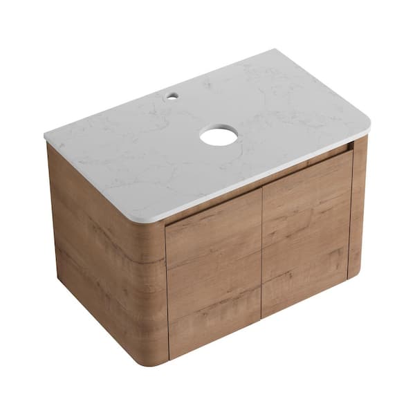 Modern 30 in. Wall-Mounted Bath Vanity Cabinet without Top in Brown Unassembled