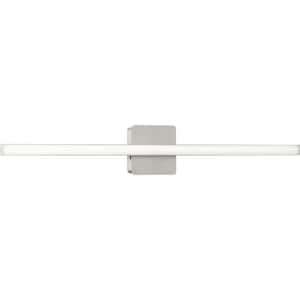 Phase 4 Collection 32 in. Brushed Nickel Large Modern Integrated 3CCT Integrated LED 1-Light Linear Vanity Light