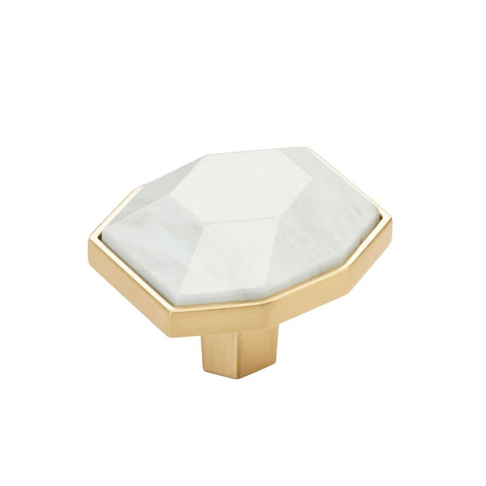 Carrione 1-5/8 in. (41mm) Length Marble White/Champagne Bronze Modern Geometric Cabinet Knob price history on PriceWatchPro