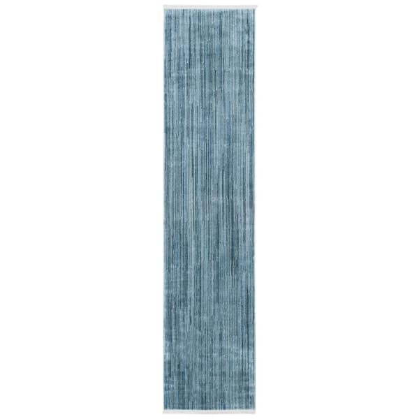 Dream 3 ft. x 12 ft. Blue/Gray Running Stripes Runner Rug