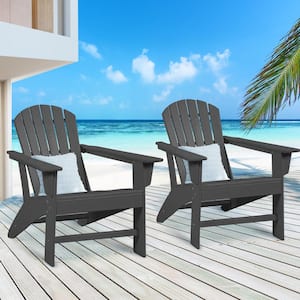 Outdoor Composite Classic , All-Weather-Resistant Deck Lounge Chair Adirondack Chair with Ergonomic Design (Set of 2)