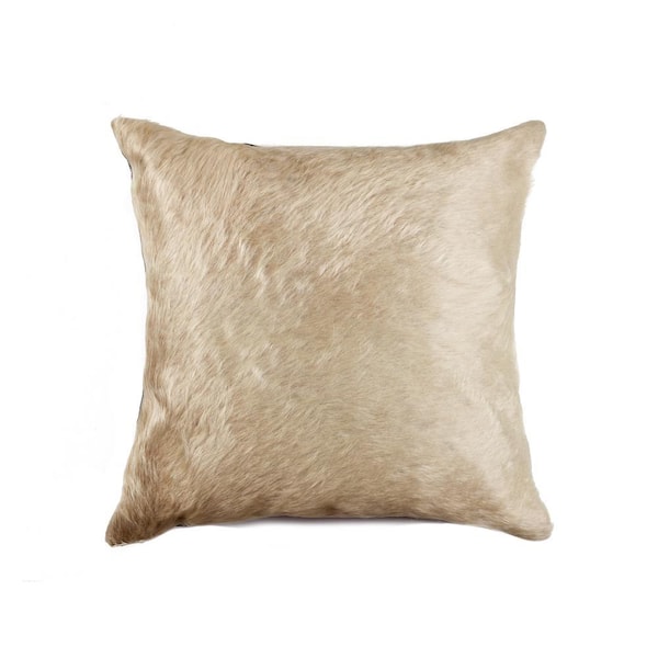 Torino Cowhide Natural Solid 18 in. x 18 in. Throw Pillow