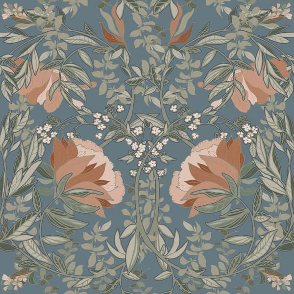 ESTA Home Blue Ester Nouveau Blooms Wallpaper Sample