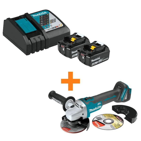 18V LXT Battery and Rapid Optimum Charger Starter Pack (4. 0Ah) with bonus 18V LXT Brushless Cut-Off/Angle Grinder