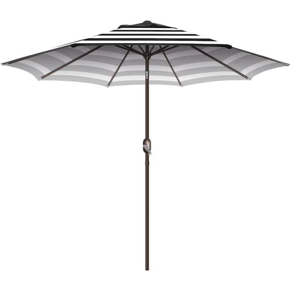 GARSING 9ft Metal Market Tilt Patio Umbrella in Black Stripe