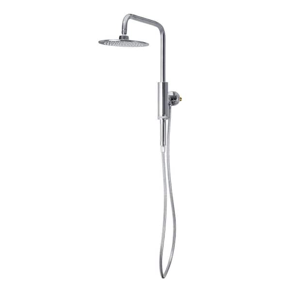 PULSE Showerspas Aquarius 1-Spray Setting 2.5 GPM Dual Wall Mounted 8 in. Fixed and Handheld Shower Head in Chrome