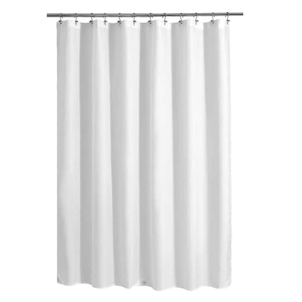 71 in. W x 72 in. L PEVA Shower Curtain in White with Rustproof Metal Grommet and 3 Magnetic Weights, Standard Size