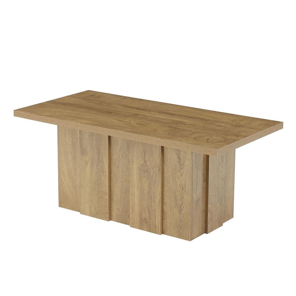 Allan 47.24 in. Brown Rectangle MDF Coffee Table with Sturdy Pedestal,Center Table for Living Room