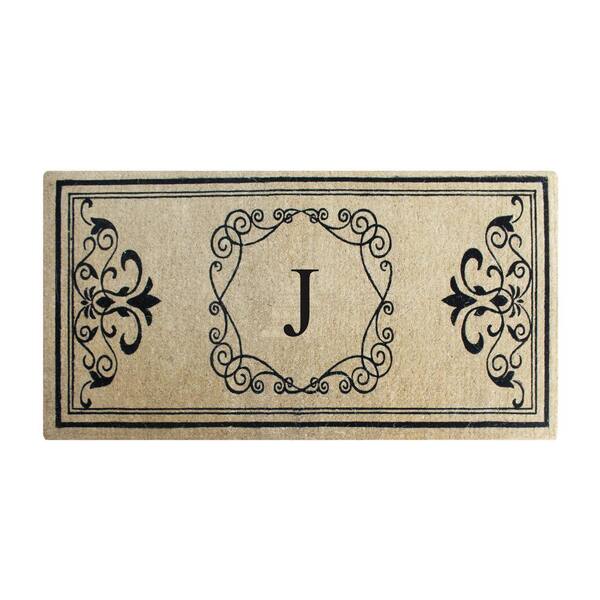 Unbranded A1HC First Impression Hayley Estate Double 24 in. x 57 in. Monogrammed J Door Mat