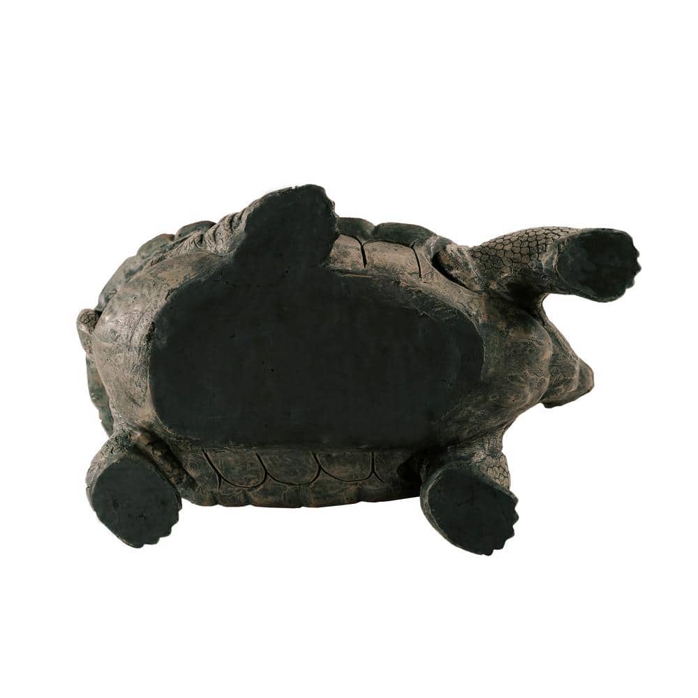 28" Brown and Black Concrete Tortoise Garden Statue