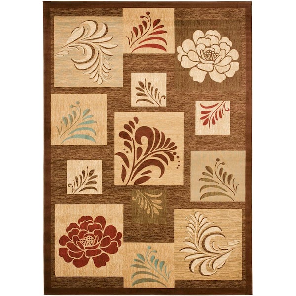 SAFAVIEH Lyndhurst Brown/Multi 7 ft. x 10 ft. Floral Geometric Area Rug