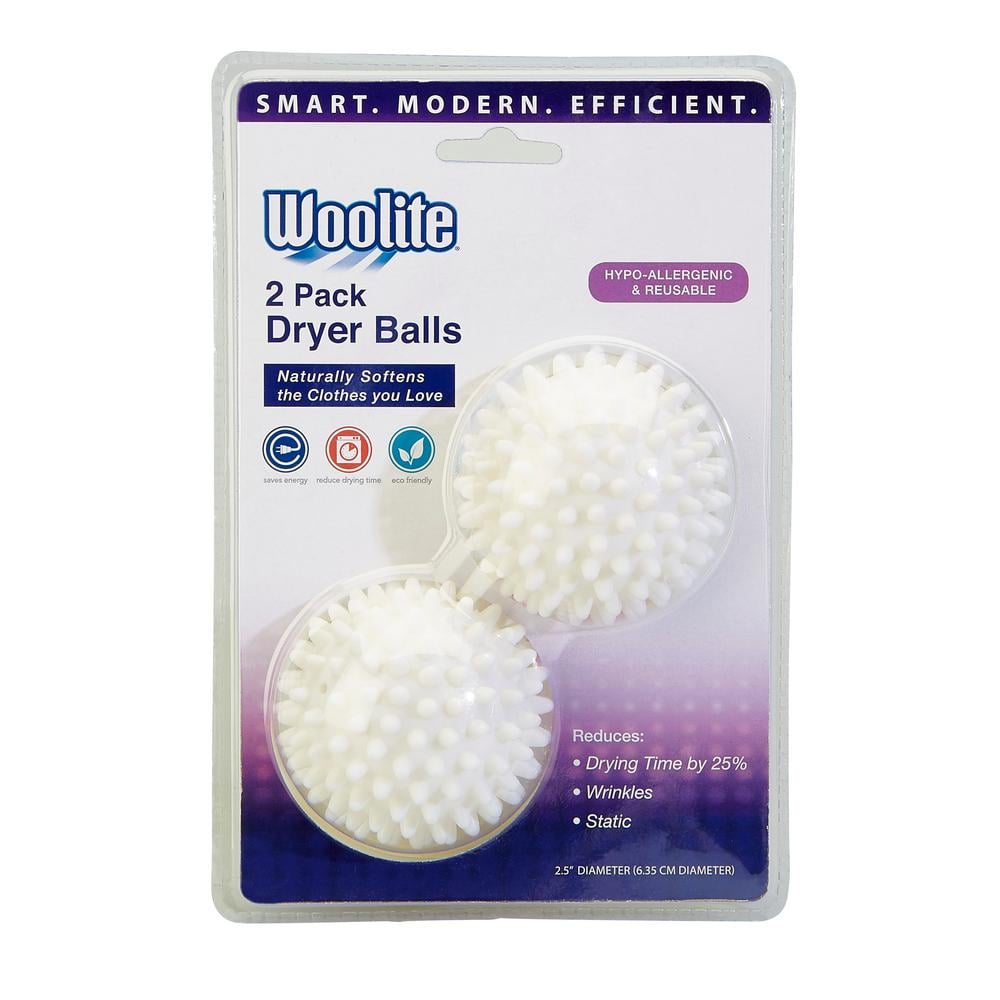 White Hypoallergenic Plastic Dryer Balls, 2.5-inch, 2-Pack