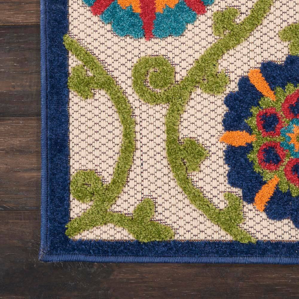 Aloha Blue Multicolor Floral Outdoor Area Rug