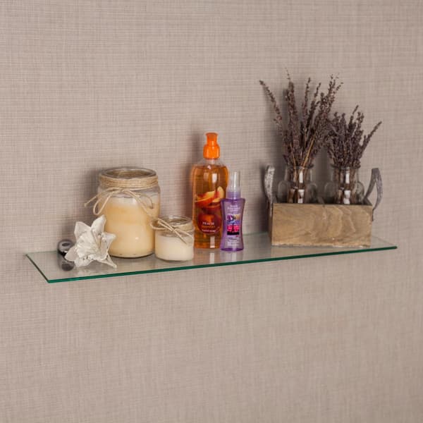 6" x 24" INCH CLEAR FLOATING GLASS SHELF 3/8" Thick 