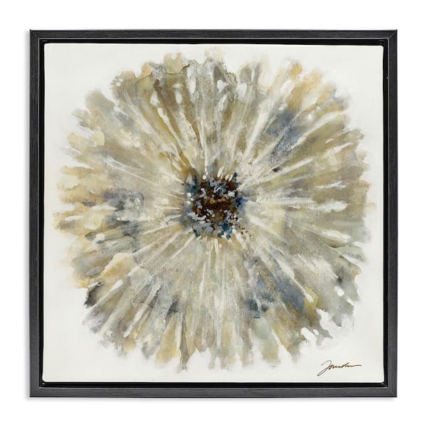Neutral Rustic Abstract Flower by Liz Jardine Black Floater Frame Nature Graphic Art Print 18 in. x 18 in.