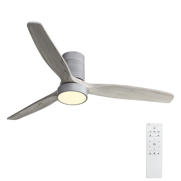 Nestfair 52 in. LED Indoor Silver Smart Low Profile Ceiling Fan with Remote