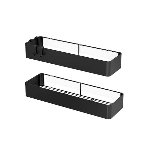 Metal Shower Caddy with Adhesive, Rustproof and XX-Large for Kitchen, Bathroom Organizers and Storage, Black (2-Pack)