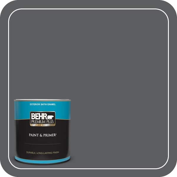 BEHR PREMIUM PLUS 1 qt. #N500-6 Graphic Charcoal Satin Enamel Exterior Paint & Primer