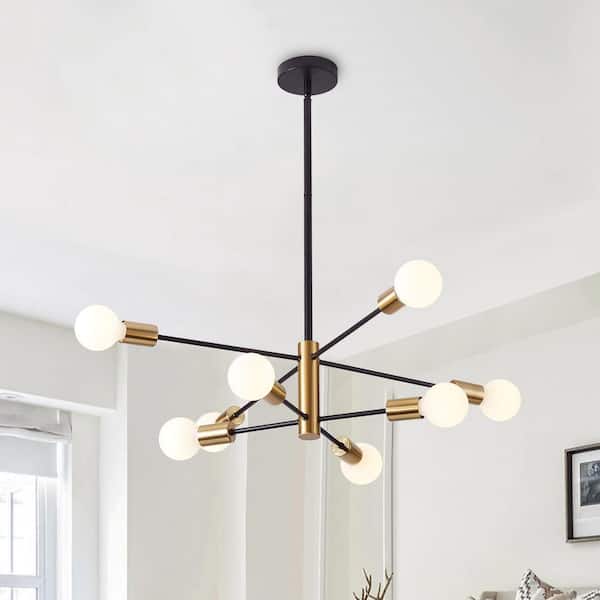 aiwen 8-Light Modern Sputnik Gold Chandelier Industrial
