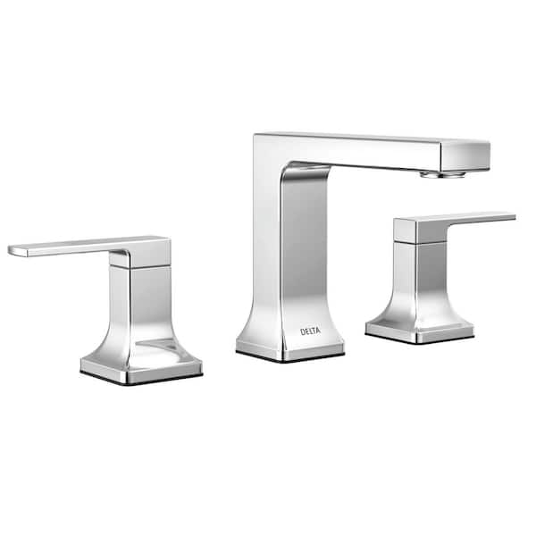 Delta Velum 8 in. Widespread Double Handle Bathroom Faucet with Drain Kit Included in Chrome