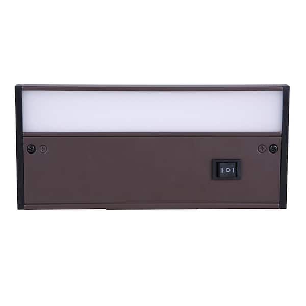8 in. Hardwired/Plug-in Bronze Finish Dimmable Warm White Integrated LED Linkable Under Cabinet Light