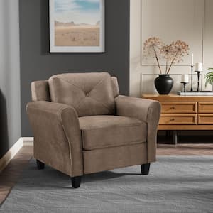 Harvard Brown Microfiber with Round Arm Chair