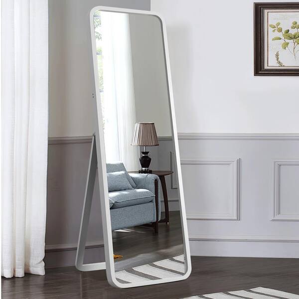 Classic Rectangle Wood Framed Rounded, Floor Length Mirror Home Depot