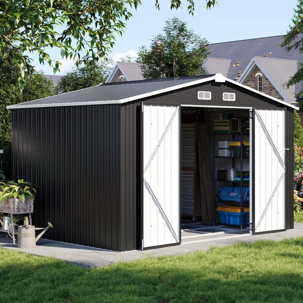 Sizzim 10 ft. W x 8 ft. D Tool Shed Metal Storage Shed with Metal