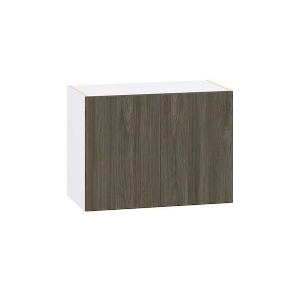 27 in. W x 14 in. D x 20 in. H Medora Textured Slab Walnut Shaker Assembled Wall Bridge Kitchen Cabinet