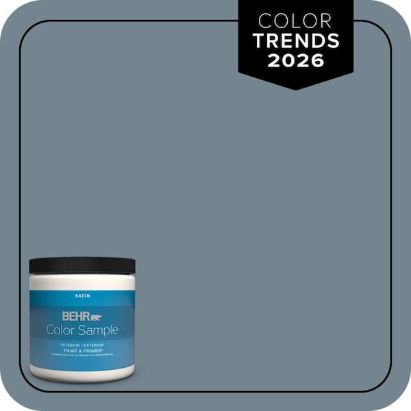 BEHR PREMIUM PLUS 8 oz. #N480-5 Adirondack Blue Satin Enamel Interior/Exterior Paint & Primer Color Sample