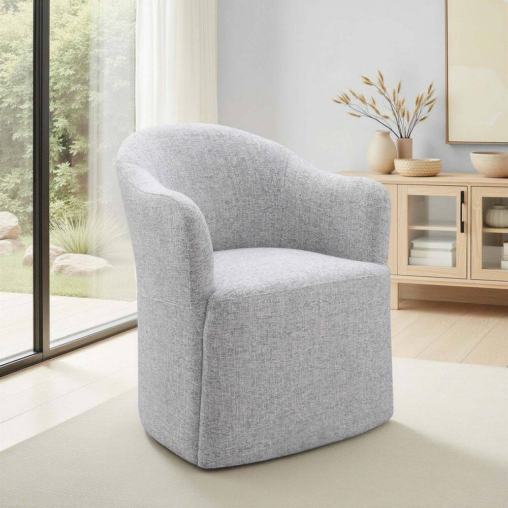 Manor Feather Gray Barrel Shape OEKO-TEX Fabric Upholstered Dining Arm Chair with Casters price history on PriceWatchPro