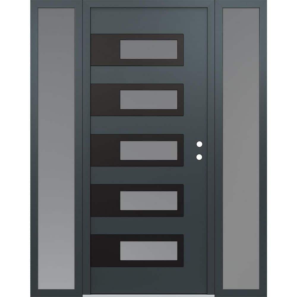 D3 68 in. x 80 in. Black P Left-Hand/Inswing Frosted Glass Anth/Anth 2 Sidelite Steel Prehung Front Door price history on PriceWatchPro