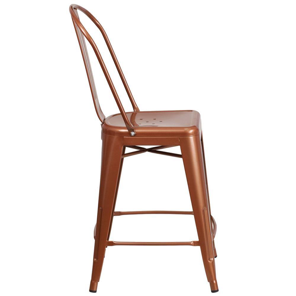 Copper Metal Indoor-Outdoor Counter Height Dining Chair