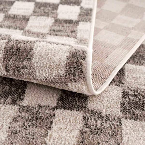 Hauteloom Pertek Checkered Square Tile Distressed Area Rug - 5'3 x 7' - Brown, Beige, Cream