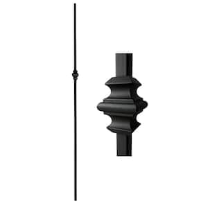 44 in. x 1/2 in. Satin Black Single Knuckle Hollow Iron Baluster