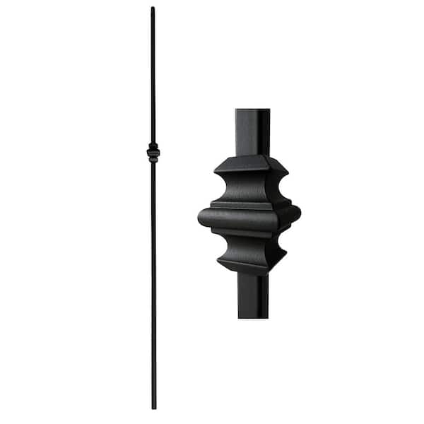 Atlas Stair Parts 44 in. x 1/2 in. Satin Black Single Knuckle Hollow Iron Baluster