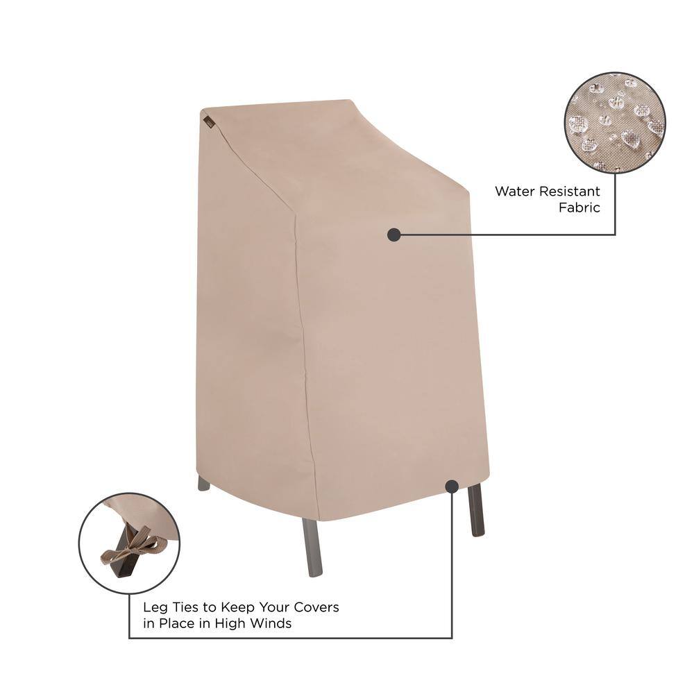 Beige High Back Patio Chair Covers, 27" x 27" x 49", Weather-Resistant