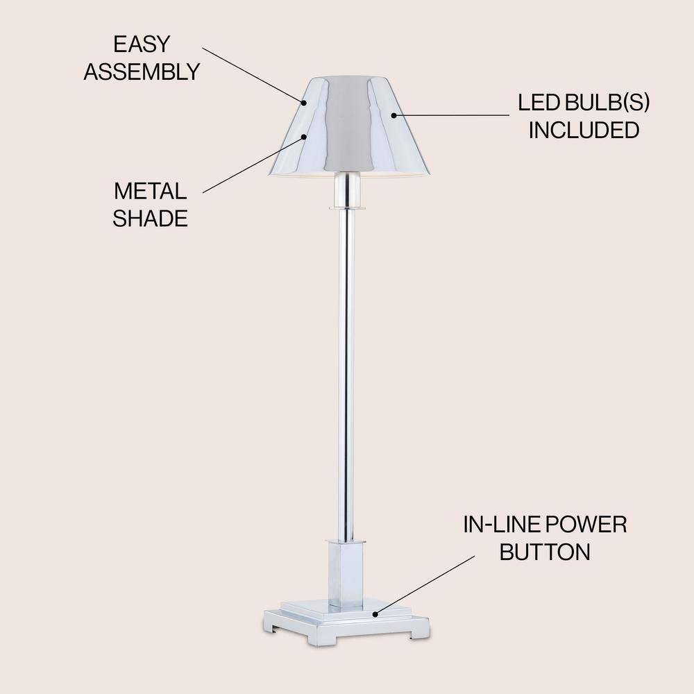 Roxy 26" Silver Metal Clip-on Lamp with Chrome Shade